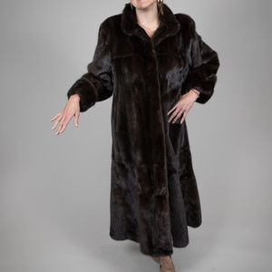Genuine Lustrous DK BRWN Mink Reversible FUR COAT